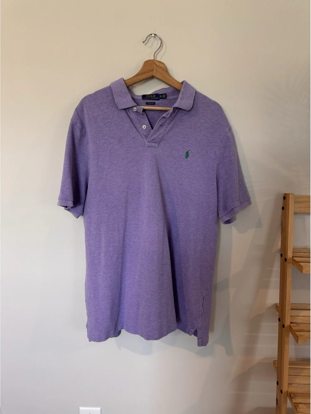 Y2K Polo Ralph Lauren Men’s Purple Short Sleeve Green Pony Logo Size Extra Large
